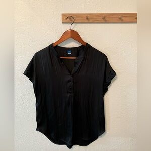Old Navy Black 1/2 Button Down Women's Top